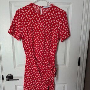 & Other stories Knot-detail Red and White Floral Mini Dress, Size 4